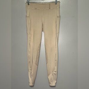Ovation Tan Equestrian Riding Pants Tights with Silicone Grip Patch Size 28